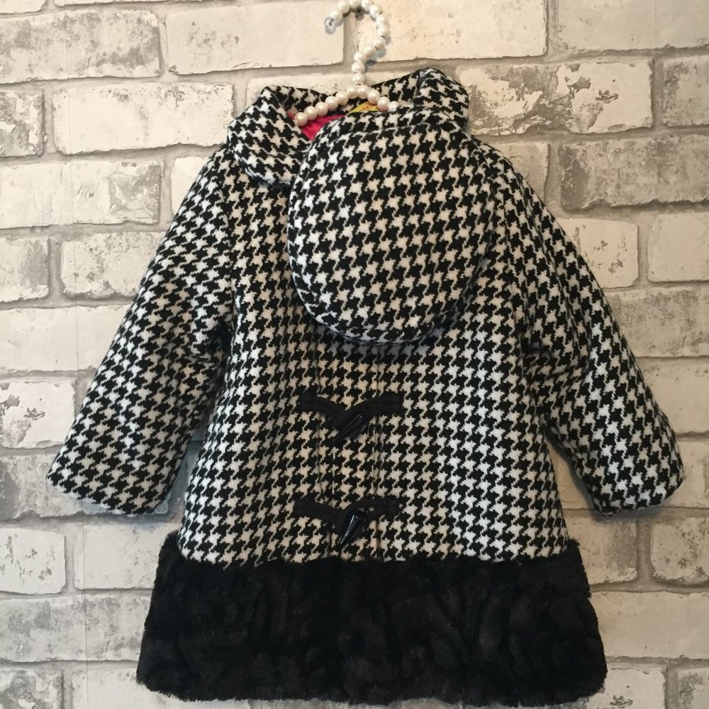 Baby Girl's Houndstooth Coat/Hat Size 24 Months